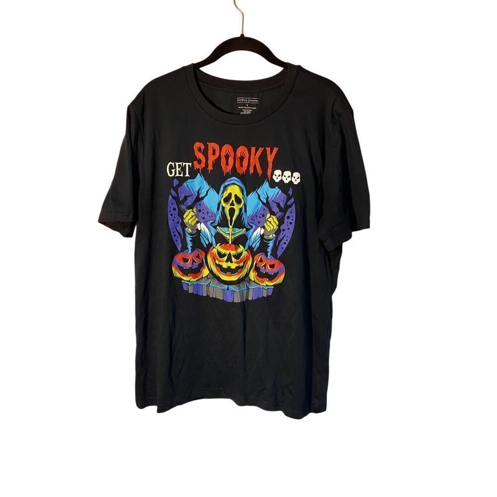 Berkeley Jensen Unisex, spooky graphic Halloween T-shirt, size large